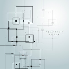 Vector connections with dots and lines on blue background