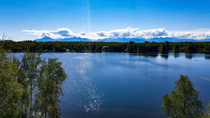 Alaska lake with mountain views 