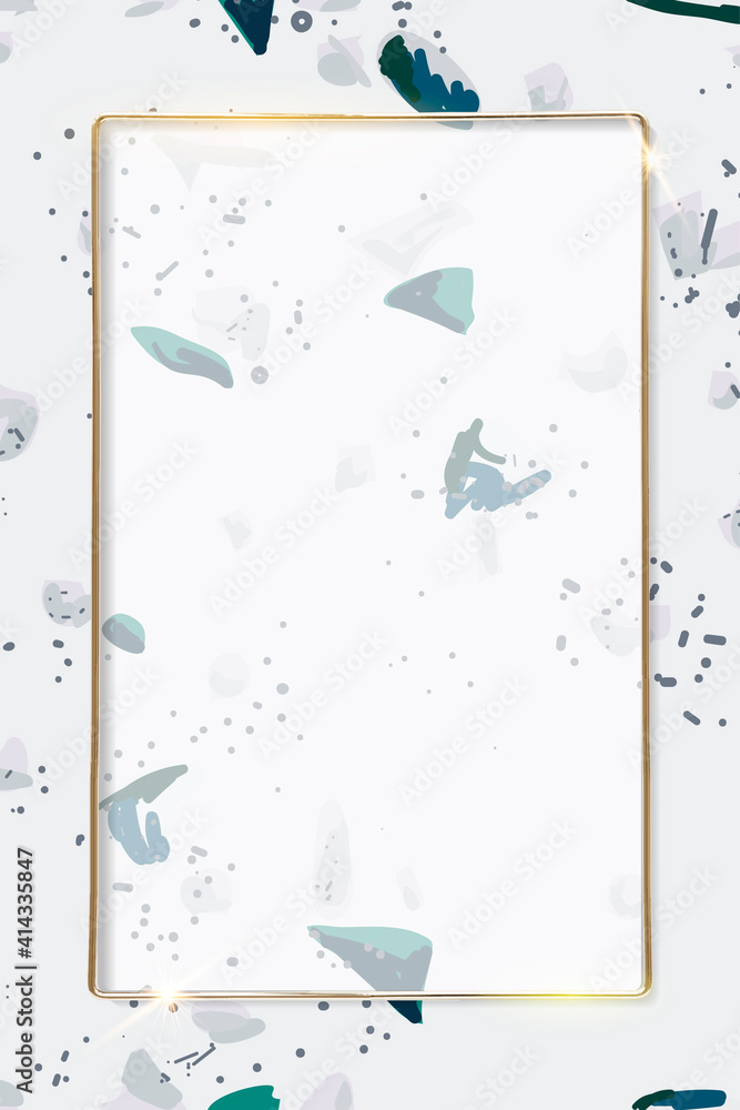 Poster gold frame on terrazzo pattern background vector