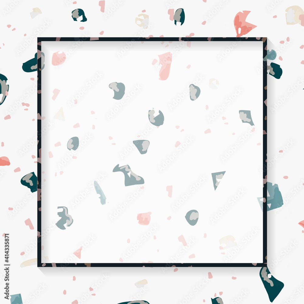 Poster black frame on terrazzo pattern background vector