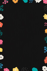 Botanical pattern frame on black background vector