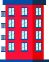 vector residential building. multi-storey building. flat illustration of a residential building with windows and balconies