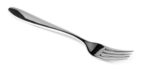 Silver dining fork isolated on white background