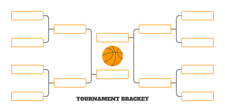8 team tournament bracket championship template flat style design vector illustration isolated on white background. Championship bracket schedule for basketball game.
