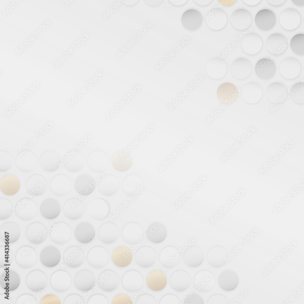 Poster white and gold seamless round pattern background vector