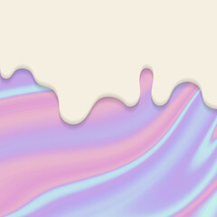 Waffles with creamy ice cream social ads template vector