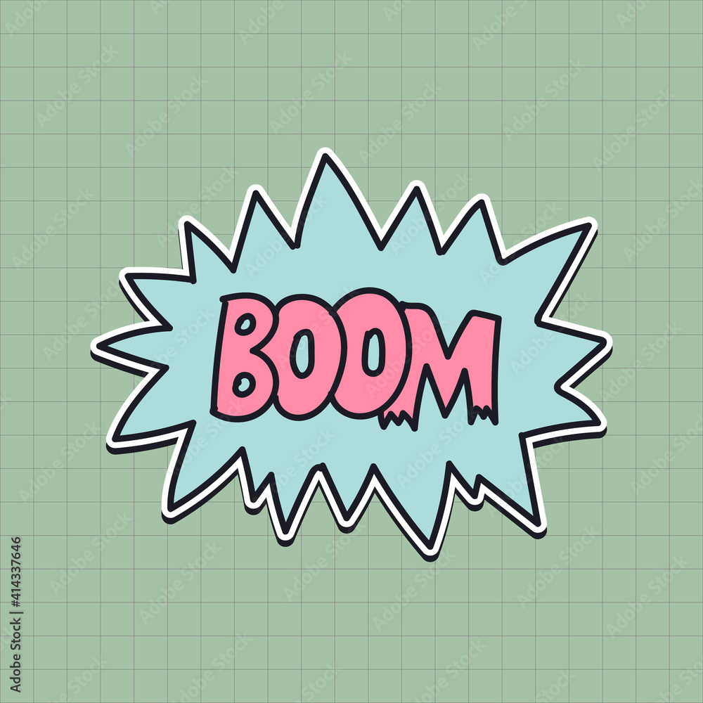 Poster boom word in an exploding bubble sticker vector