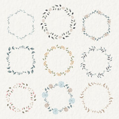 Blank leafy frame social ads template set vector