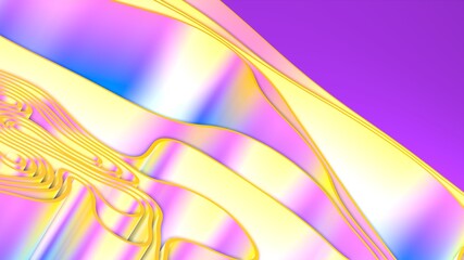 Abstract 3D render colorful spline strips rows light and shadow curves flowing motion movement surface texture waves background.