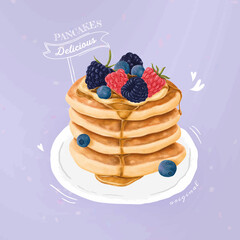 Hand drawn sweet pancakes vector