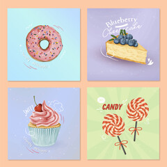 Hand drawn dessert collection vector