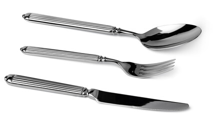 Set of dining cutlery isolated on white background