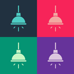 Pop art Chandelier icon isolated on color background. Vector.