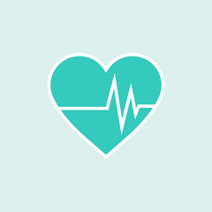 Green heart with cardiograph element vector