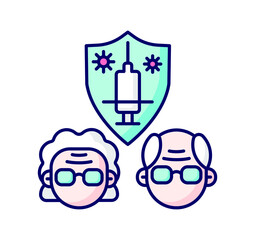 color icon, vaccination, vaccination of pensioners