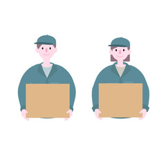 ダンボールを配達してくれる人イラスト素材