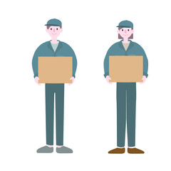 ダンボールを配達してくれる人イラスト素材