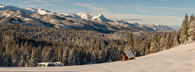 Beautiful mountain landscape in winter scenery - panorama