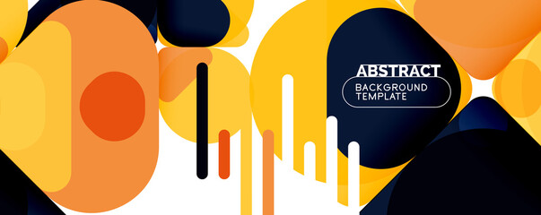 Modern geometric round shapes and dynamic lines, abstract background. Vector illustration for placards, brochures, posters and banners