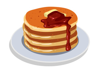 Fresh tasty hot pancakes with sweet maple syrup ,Vector illustration.
