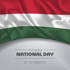 Hungary happy national day greeting card, banner vector illustration