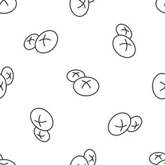 Grey line Bread loaf icon isolated seamless pattern on white background. Vector.
