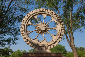 Chakra depicting culture of Rajasthan. Jaipur, Rajasthan, India.