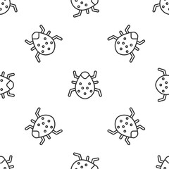 Naklejka premium Grey line System bug concept icon isolated seamless pattern on white background. Code bug concept. Bug in the system. Bug searching. Vector.
