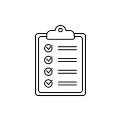 Clipboard thin line icon. Checklist sign symbol for web site and app design.