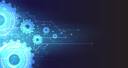 Gear wheel pattern on powder circuit, electronic light line on background EP-2.