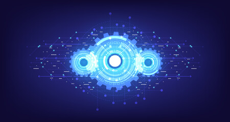 Gear wheel pattern on powder circuit, electronic light line on background EP-3.