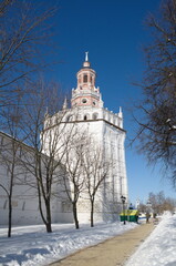 Holy Trinity Sergius Lavra. Winter view of the Duck (Granary) tower. Sergiev Posad, Moscow region. The Golden Ring of Russia