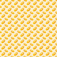 Slices of juicy orange on a yellow background. Seamless pattern. ..