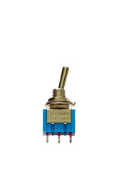 Closeup Image of Two-Positional Toggle Switch Placed On White Background.