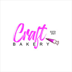 Craft Bakery Logo Ideas Design Vector with Script Font Lettering Icon for Cake and Cookie Bake Decoration Shop Template or Sticker Ideas