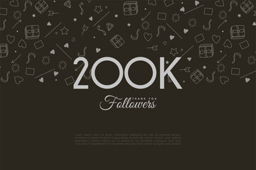 200k followers with numbers and a small illustrated background.