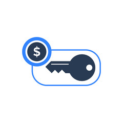 Key icon. Rent a car, rent home, sale key icon with vector illustration and flat style design.