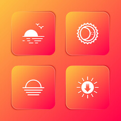 Set Sunset, Eclipse of the sun, and icon. Vector.