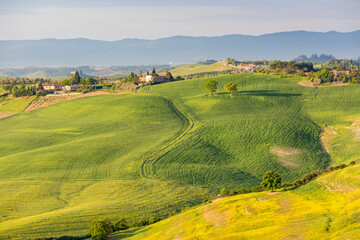 Italian rural rolling landscape view of a valley