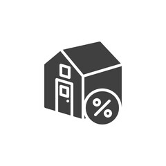 House loan percentage vector icon. filled flat sign for mobile concept and web design. Home mortgage percent glyph icon. Symbol, logo illustration. Vector graphics