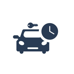 Rent a car icon. Car price icon. Buying a car icon. rent time, rent price, buy time, dollar, money, key icon with vector illustration, flat style, black shape, two color, thin line.