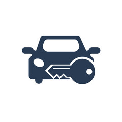 Rent a car icon. Car price icon. Buying a car icon. rent time, rent price, buy time, dollar, money, key icon with vector illustration, flat style, black shape, two color, thin line.