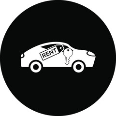 Rent a car icon. Car price icon. Buying a car icon. rent time, rent price, buy time, dollar, money, key icon with vector illustration, flat style, black shape, two color, thin line.