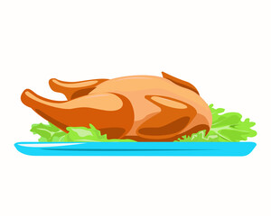 Fried poultry on a plate with salad