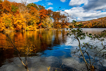Autumn lake river