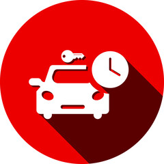 Rent a car icon. Car price icon. Buying a car icon. rent time, rent price, buy time, dollar, money, key icon with vector illustration, flat style, black shape, two color, thin line.