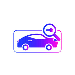 Find car icon. Search car for rent icon. car tracking, gps, map, location, parking zone search icon with vector illustration and flat style design.