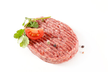 raw beef steak isolated on white background