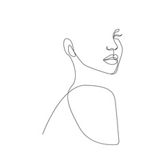 Continuous Line Drawing of Woman Face, Fashion Minimalist Concept, Woman Beauty Drawing, Vector Illustration. Good for Prints, T-shirt, Banners, Slogan Design Modern Graphics Style