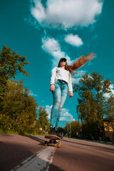girl on a skateboard, on the street